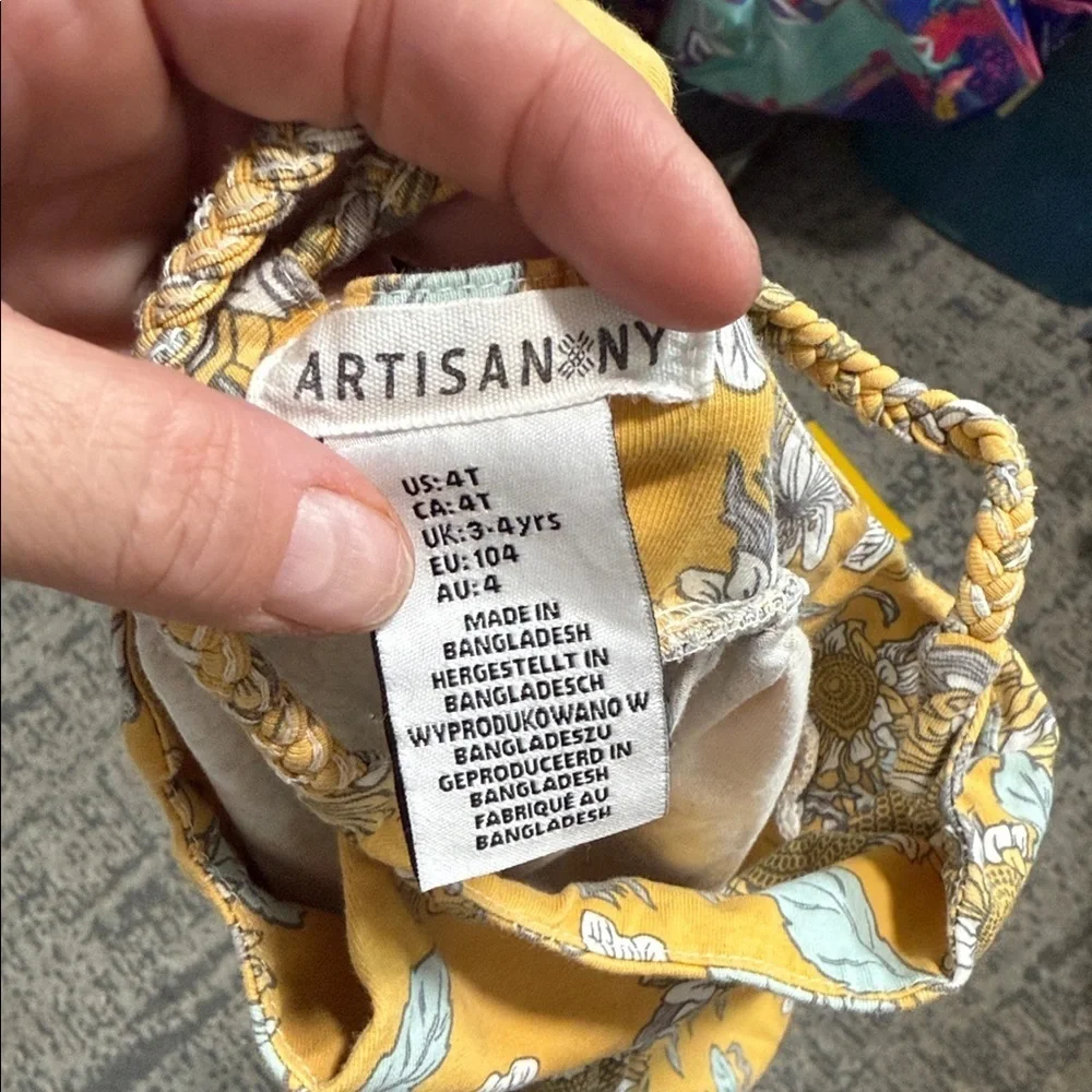 Artisan Ny Mustard Floral Kids Dress